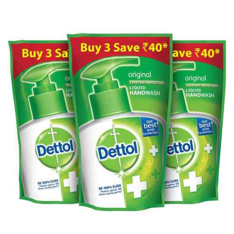 Dettol Original Liquid Handwash Refill 175 ml pauch pack of 3 Hand Wash Pouch  (3 x 175 ml)